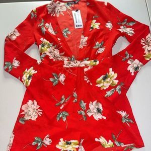 Boohoo Wide Sleeve Floral Romper